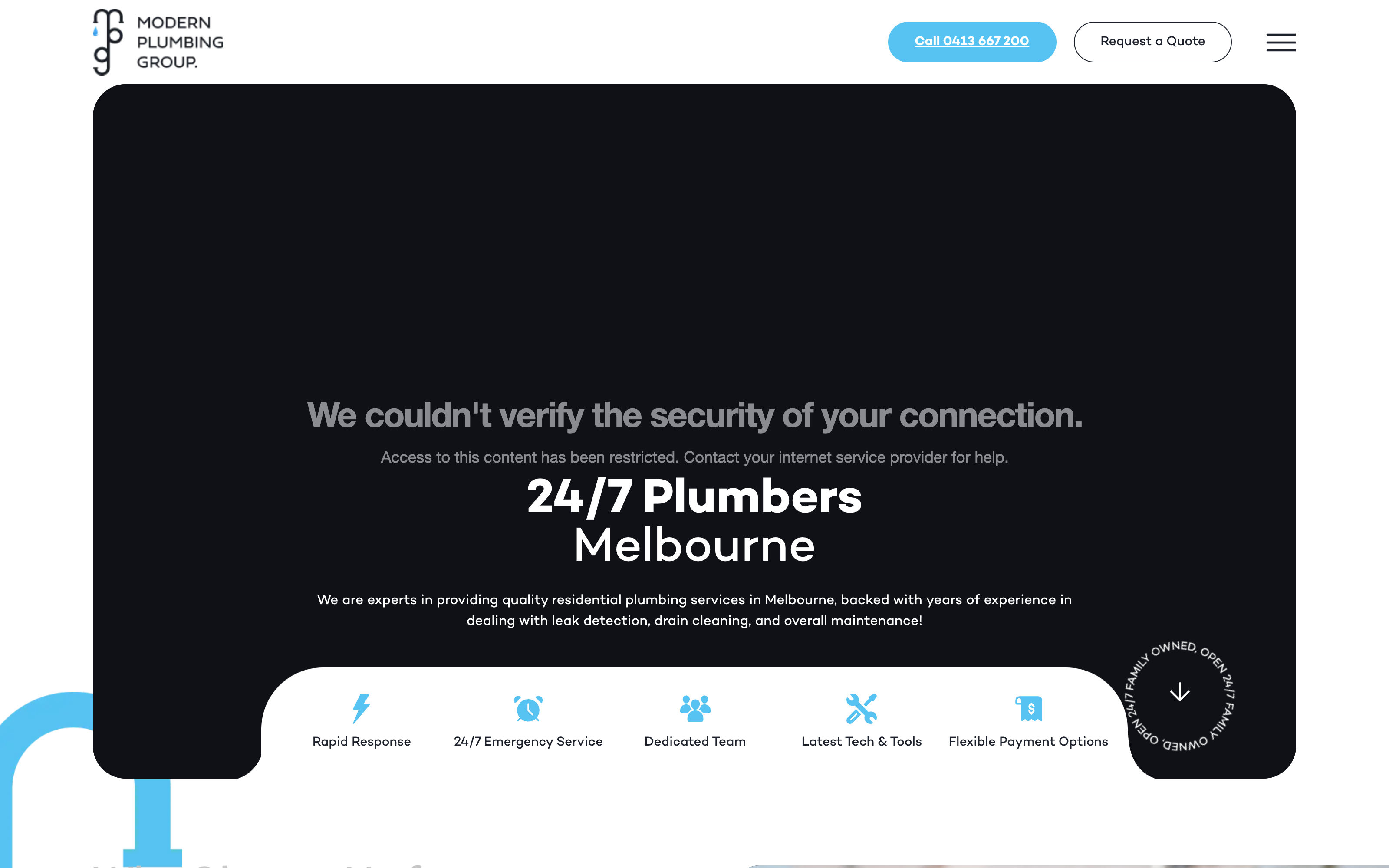 Modern Plumbing Group website &mdash; modernplumbinggroup.com.au